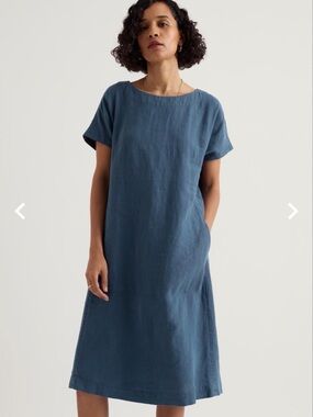 Seasalt Cornwall Primary Crew Neck Blue Linen Dress